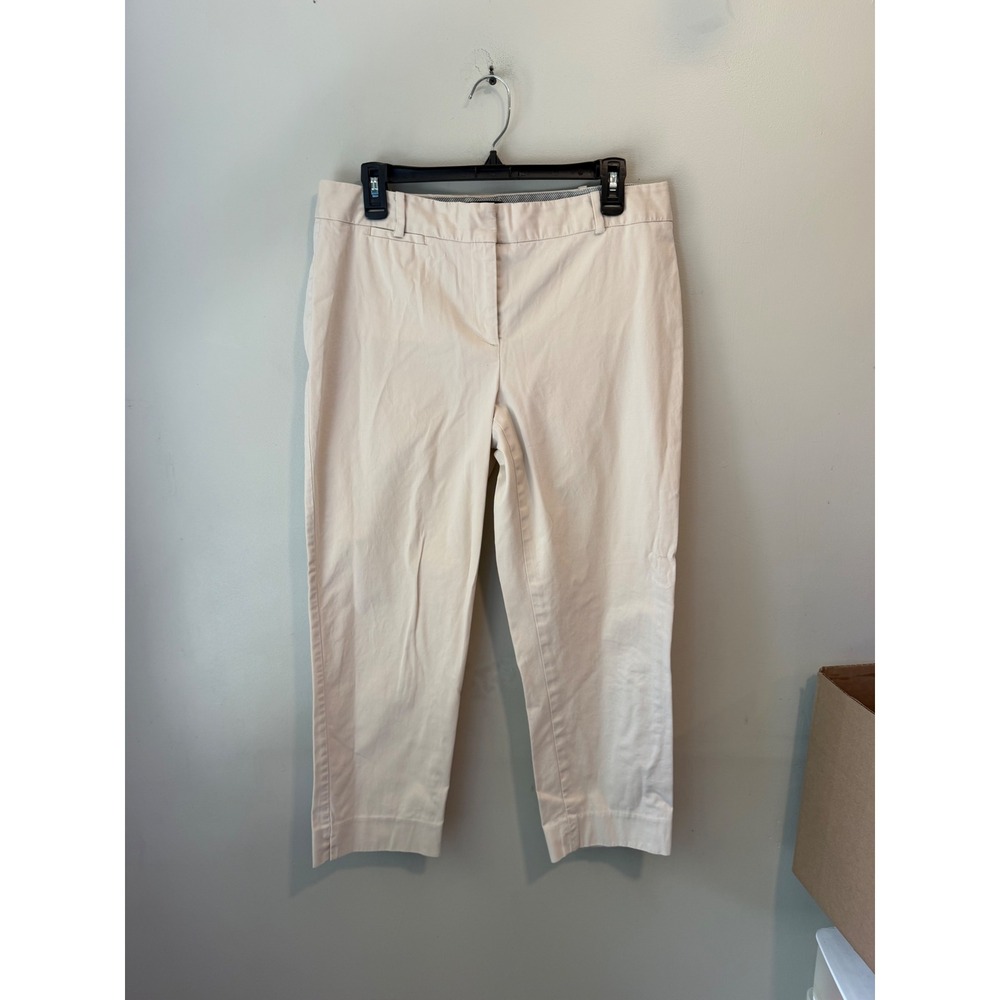 Talbots Signature Womens Cream Beige Cropped Chino Pants Size 8 Cotton Blend